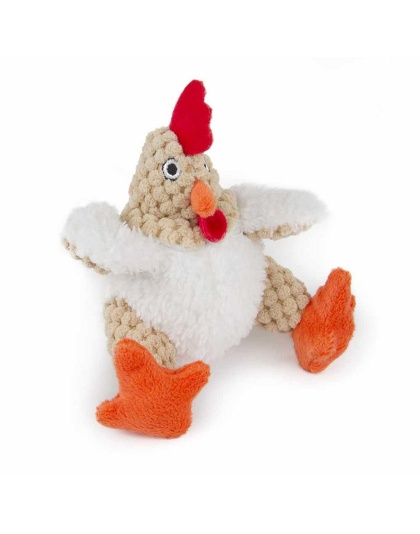 goDog Just For Me Fat White Rooster w/Chew Guard Plush Dog Toy