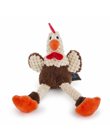 goDog Just For Me Skinny Brown Rooster w/Chew Guard Plush Dog Toy