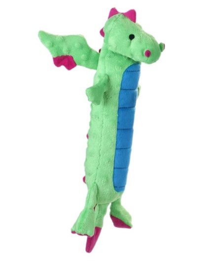 goDog Skinny Dragons w/Chew Guard Plush Dog Toy Green Large
