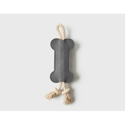 Black - Jax & Bones Hitch and Bone Rope Dog Toy - 12"