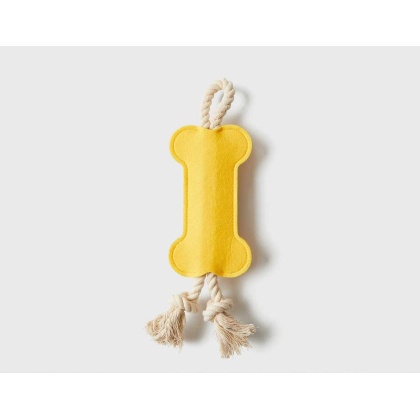 Yellow - Jax & Bones Hitch and Bone Rope Dog Toy  - 12"