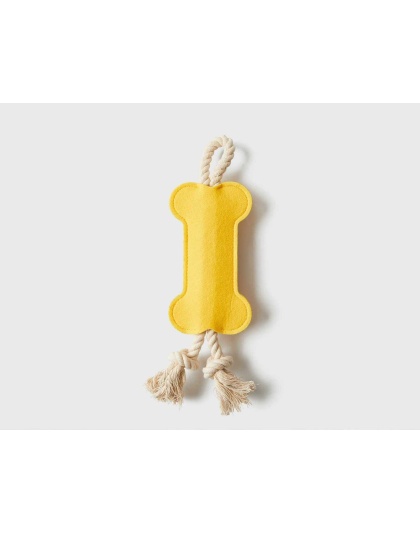 Yellow - Jax & Bones Hitch and Bone Rope Dog Toy  - 12"
