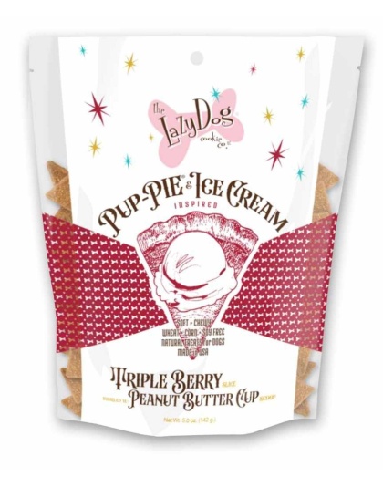 Lazy Dog Pup-PIE & Ice Cream Slices Triple Berry w/ Peanut Butter Dog Treat 5oz