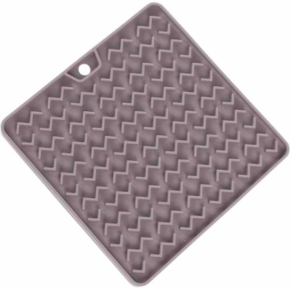 Grey - Messy Cats Silicone Reversible Interactive Feeding and Licking Mat  - 5.5" x 5.5"
