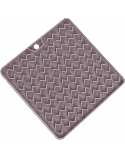 Grey - Messy Cats Silicone Reversible Interactive Feeding and Licking Mat  - 5.5" x 5.5"