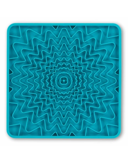 Blue - Messy Mutts Framed Spill Resistant Silicone Interactive Lick Mat  - 10" x 10"