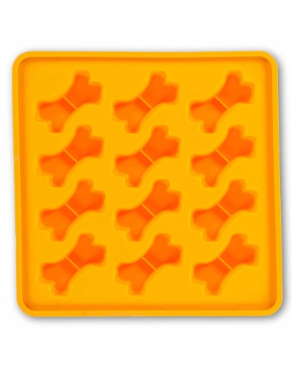 Messy Mutts Framed Silicone Dog Treat Making Mold Bone Shape Orange 10" x 10"