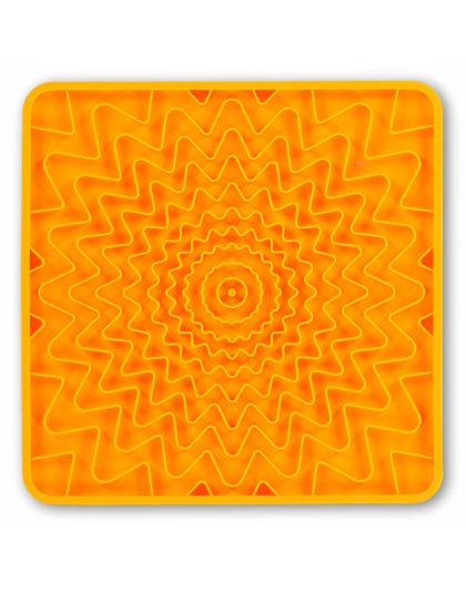 Orange - Messy Mutts Framed Spill Resistant Silicone Interactive Lick Mat  - 10" x 10"