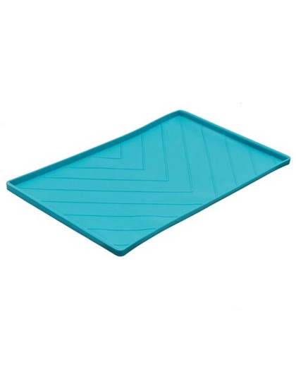 Blue - Messy Mutts Silicone Food Mat Raised Edge  - Large 24" x 16"