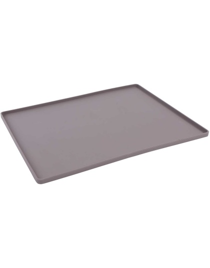 Grey - Messy Mutts Silicone Food Mat Raised Edge  - Small 16" x 12"