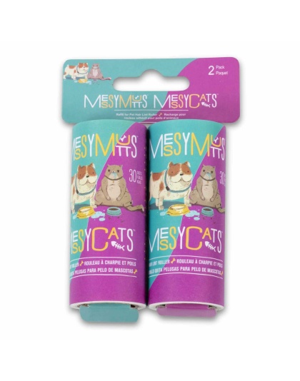 Messy Mutts Replacement Pet Hair Lint Rollers Travel Size 2pk
