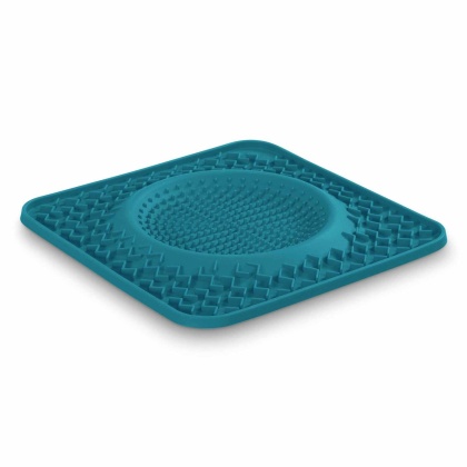 Blue - Messy Mutts Silicone Therapeutic Dog Lick Bowl Mat  - 10" x 10"