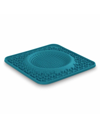 Blue - Messy Mutts Silicone Therapeutic Dog Lick Bowl Mat  - 10" x 10"