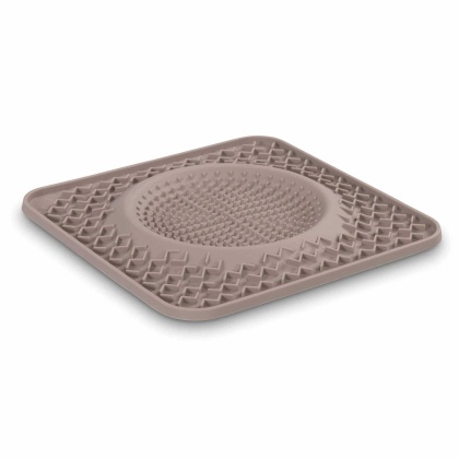 Grey - Messy Mutts Silicone Therapeutic Dog Lick Bowl Mat - 10" x 10"