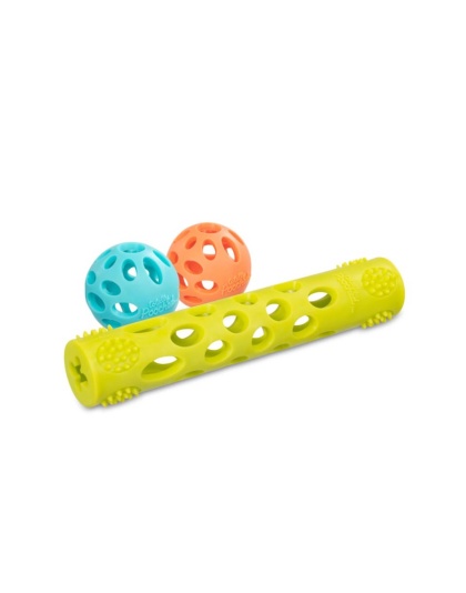 Totally Pooched Huff'n Puff 3pc, Two Ball & Stick Set, Rubber, Assorted