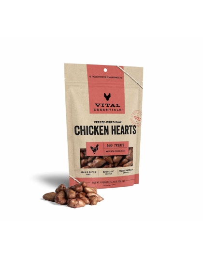Vital Essentials(R) Freeze-Dried Chicken Hearts Dog Treats, - 3.75 oz