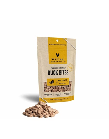 Vital Essentials(R) Freeze-Dried Duck Bites Dog Treats, - 2 oz