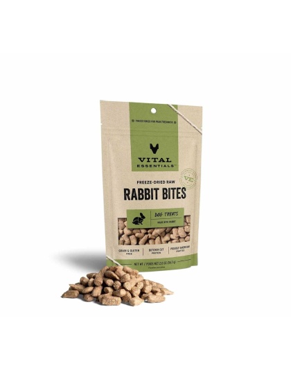 Vital Essentials(R) Freeze-Dried Rabbit Bites Dog Treats, - 2 oz