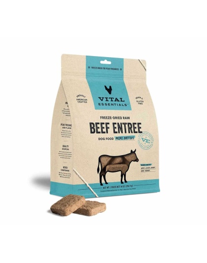 Vital Essentials(R) Freeze-Dried Raw Beef Entree Dog Food Mini Patties, 14 oz