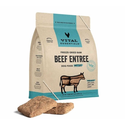 Vital Essentials(R) Freeze-Dried Raw Beef Entree Dog Food Patties, 30 oz