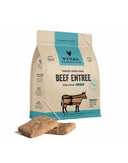 Vital Essentials(R) Freeze-Dried Raw Beef Entree Dog Food Patties, 30 oz