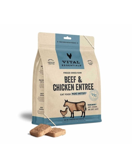 Vital Essentials(R) Freeze-Dried Raw Beef & Chicken Entree Cat Food Mini Patties,  - 8 oz