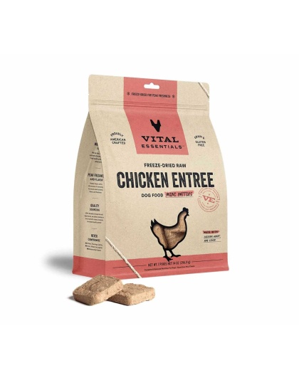 Vital Essentials(R) Freeze-Dried Raw Chicken Entree Dog Food Mini Patties, 14 oz