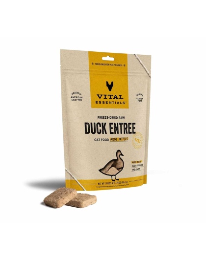 Vital Essentials(R) Freeze-Dried Raw Duck Entree Cat Food Mini Patties, - 3.75 oz