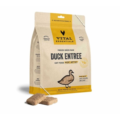 Vital Essentials(R) Freeze-Dried Raw Duck Entree Cat Food Mini Patties, - 8 oz
