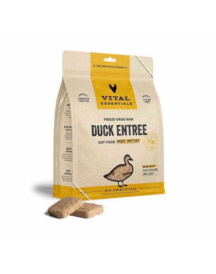 Vital Essentials(R) Freeze-Dried Raw Duck Entree Cat Food Mini Patties, - 8 oz