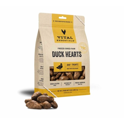 Vital Essentials(R) Freeze-Dried Raw Duck Hearts Dog Treats, 10 oz