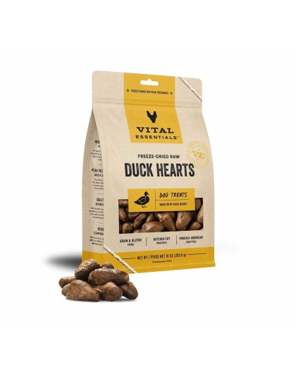 Vital Essentials(R) Freeze-Dried Raw Duck Hearts Dog Treats, 10 oz