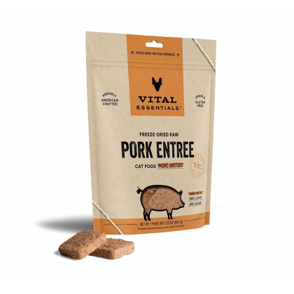 Vital Essentials(R) Freeze-Dried Raw Pork Entree Cat Food Mini Patties - 3.75 oz
