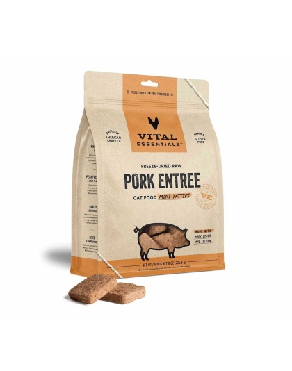 Vital Essentials(R) Freeze-Dried Raw Pork Entree Cat Food Mini Patties - 8 oz