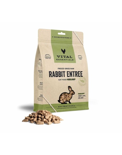 Vital Essentials(R) Freeze-Dried Raw Rabbit Entree Cat Food Mini Nibs - 12 oz