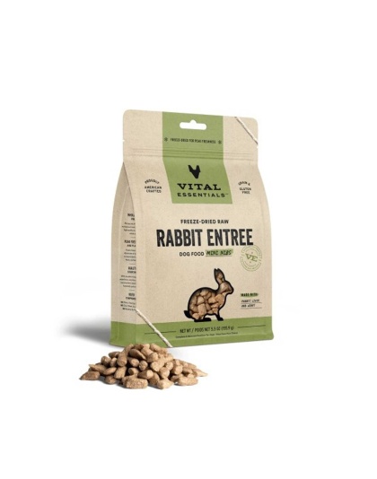 Vital Essentials(R) Freeze-Dried Raw Rabbit Entree Dog Food Mini Nibs, - 5.5 oz