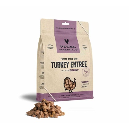 Vital Essentials(R) Freeze-Dried Raw Turkey Entree Cat Food Mini Nibs, - 8 oz
