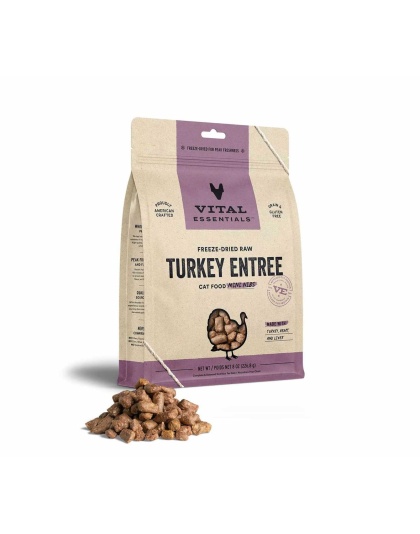 Vital Essentials(R) Freeze-Dried Raw Turkey Entree Cat Food Mini Nibs, - 8 oz