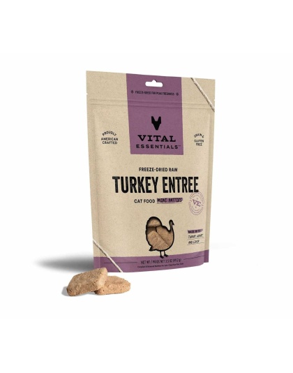 Vital Essentials(R) Freeze-Dried Raw Turkey Entree Cat Food Mini Patties,  - 3.5 oz