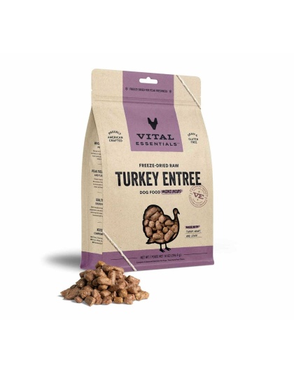 Vital Essentials(R) Freeze-Dried Raw Turkey Entree Dog Food Mini Nibs, - 14 oz