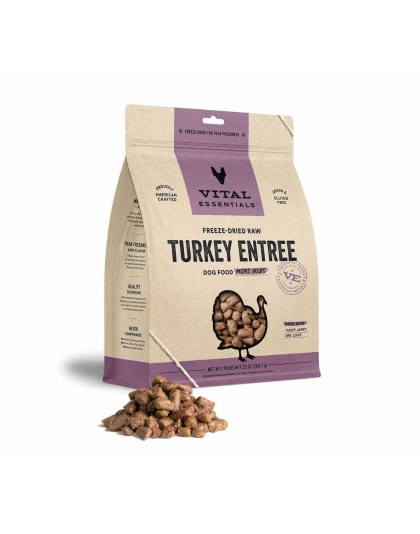Vital Essentials(R) Freeze-Dried Raw Turkey Entree Dog Food Mini Nibs, - 25 oz