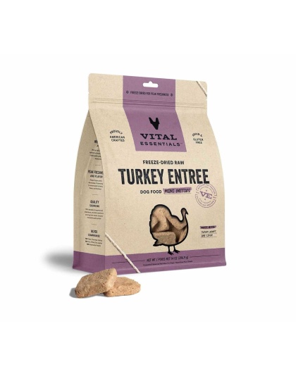 Vital Essentials(R) Freeze-Dried Raw Turkey Entree Dog Food Mini Patties, 14 oz