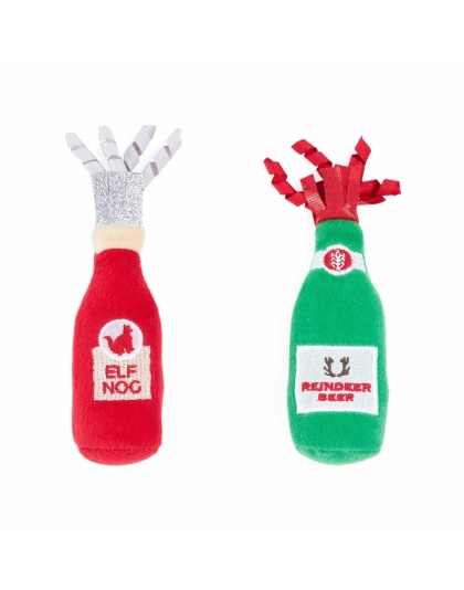 ZippyClaws Holiday Catnip Crusherz Reindeer Beer & Elf Nog Cat Toy 2pk