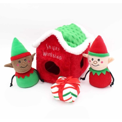 ZippyPaws Holiday Burrow(TM) Santa's Workshop Plush Dog Toy