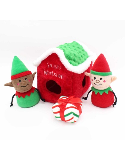 ZippyPaws Holiday Burrow(TM) Santa's Workshop Plush Dog Toy