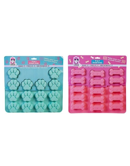 Set of Dog Bone and Paw Print 3 in 1 Silicone Baking Treat Trays