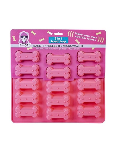 Set of Dog Bone and Paw Print 3 in 1 Silicone Baking Treat Trays
