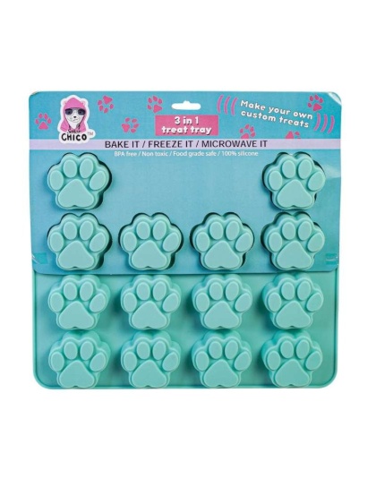 Set of Dog Bone and Paw Print 3 in 1 Silicone Baking Treat Trays