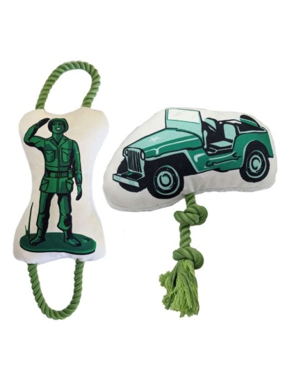 Army Jeep & Soldier - Retro Military Plush Toy Combo