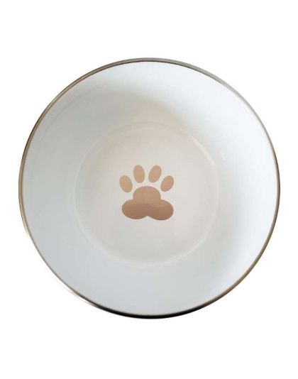 DUROBOLZ Deep Bowl with Rubber Bottom and Paw Print - 32 oz